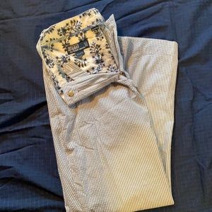 Blue striped seersucker pants